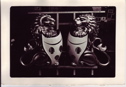 Laughing Lions, pair, pine and polychrome (1968)