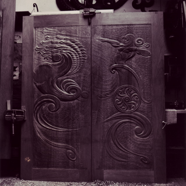 Neptune-doors, Lyceum & Sawyer Free Library, Gloucester, MA 